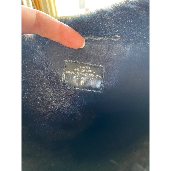 Vintage Y2K Report Leather Fur Black Platform Moto Biker Tall Boots 8 Bratz Goth - Picture 5 of 7